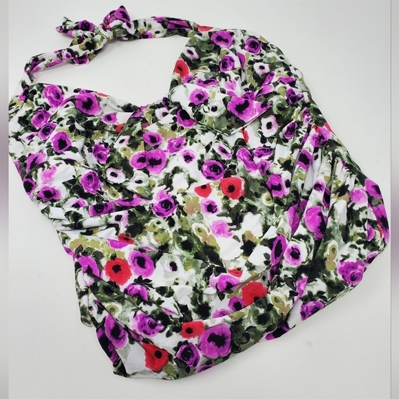 SEAFOLLY X ANTHROPOLOGIE ONE PIECE BATHING SUIT SWIMWEAR PURPLE FLORAL WOMEN 10 - Picture 1 of 15